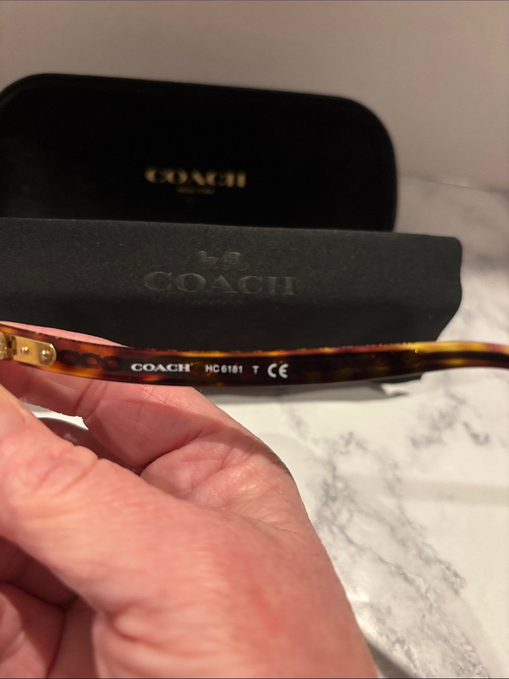 Coach Women's Tortoiseshell Rectangle Glasses in Dark Brown and Amber Highlights - Picture 2 of 8